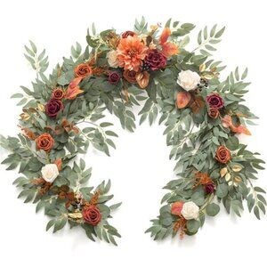 Moment Terracotta Flower Garland - 6FT Eucalyptus & Rose -Sweetheart Table Decor